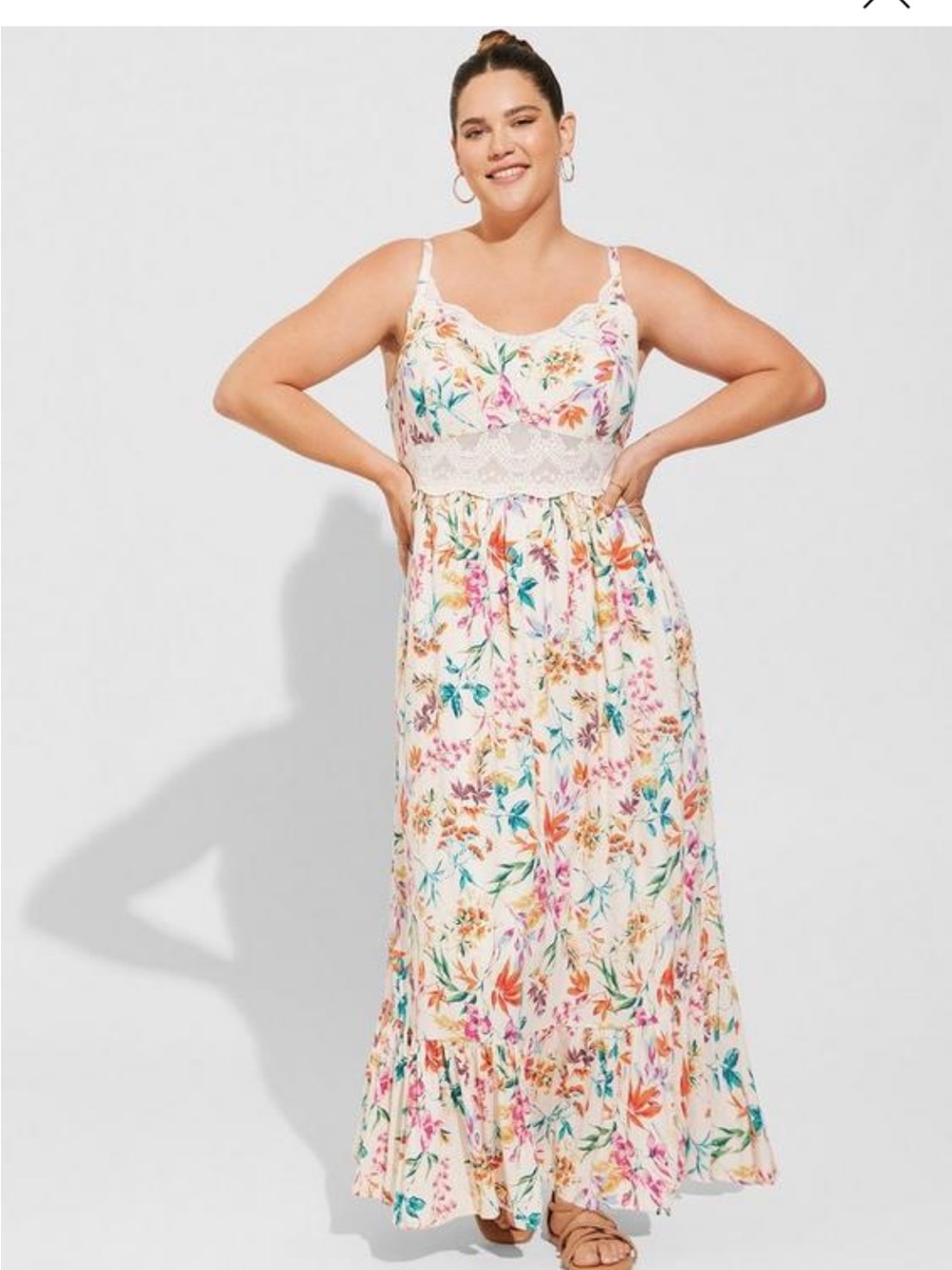 Torrid Size 1 Floral Lace-Trim Maxi Dress - GUC
